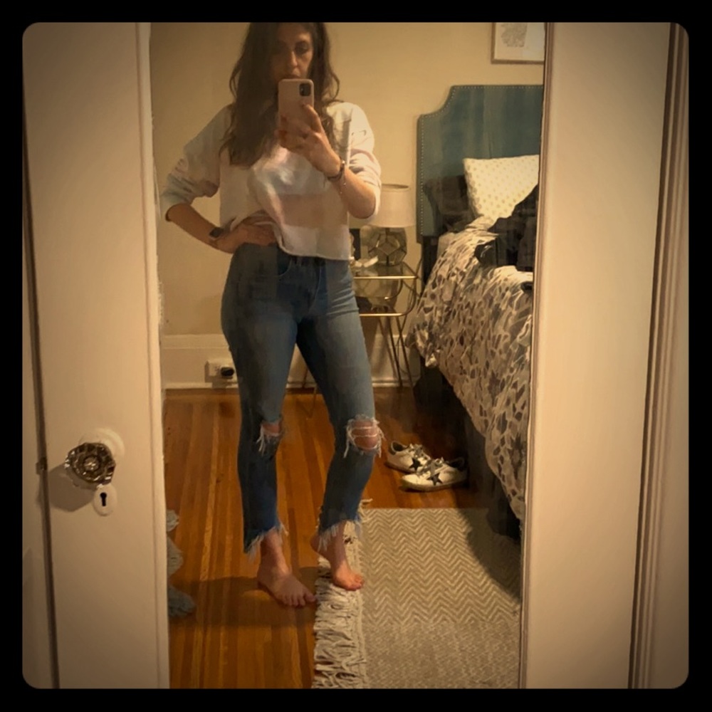L’agence high waisted distressed jeans